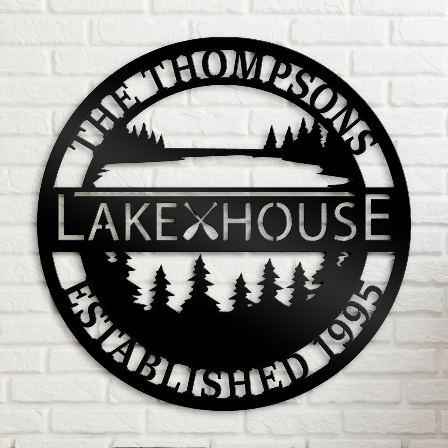 Customized Lakehouse Metal Sign, Lakehouse Wall Decor, Personalized Family Name Sign