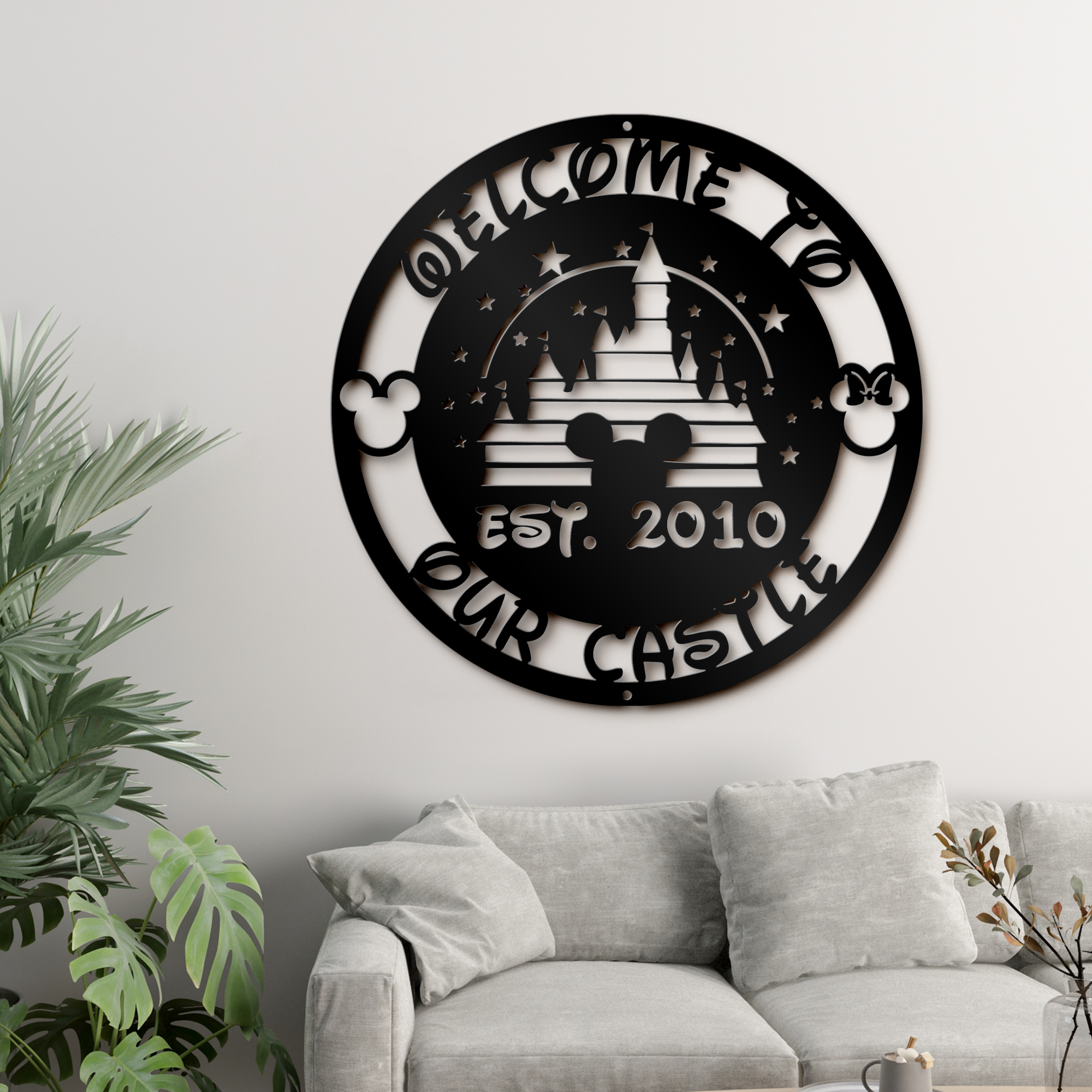 Customized Disney Metal Sign, Mickey Castle Sign Wall Decor