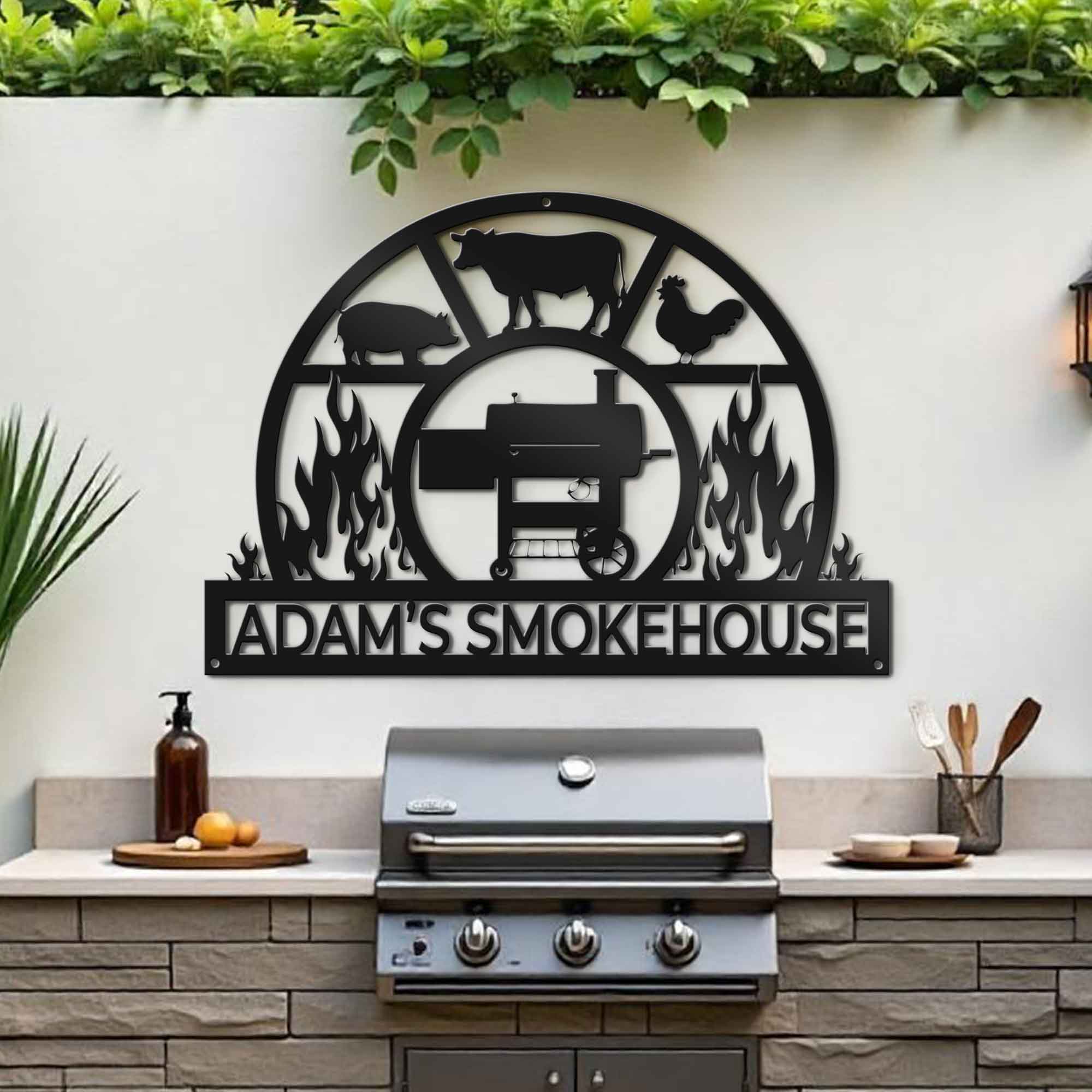 Custom BBQ Metal Sign - Smokehouse Metal Sign - Barbecue Metal Sign