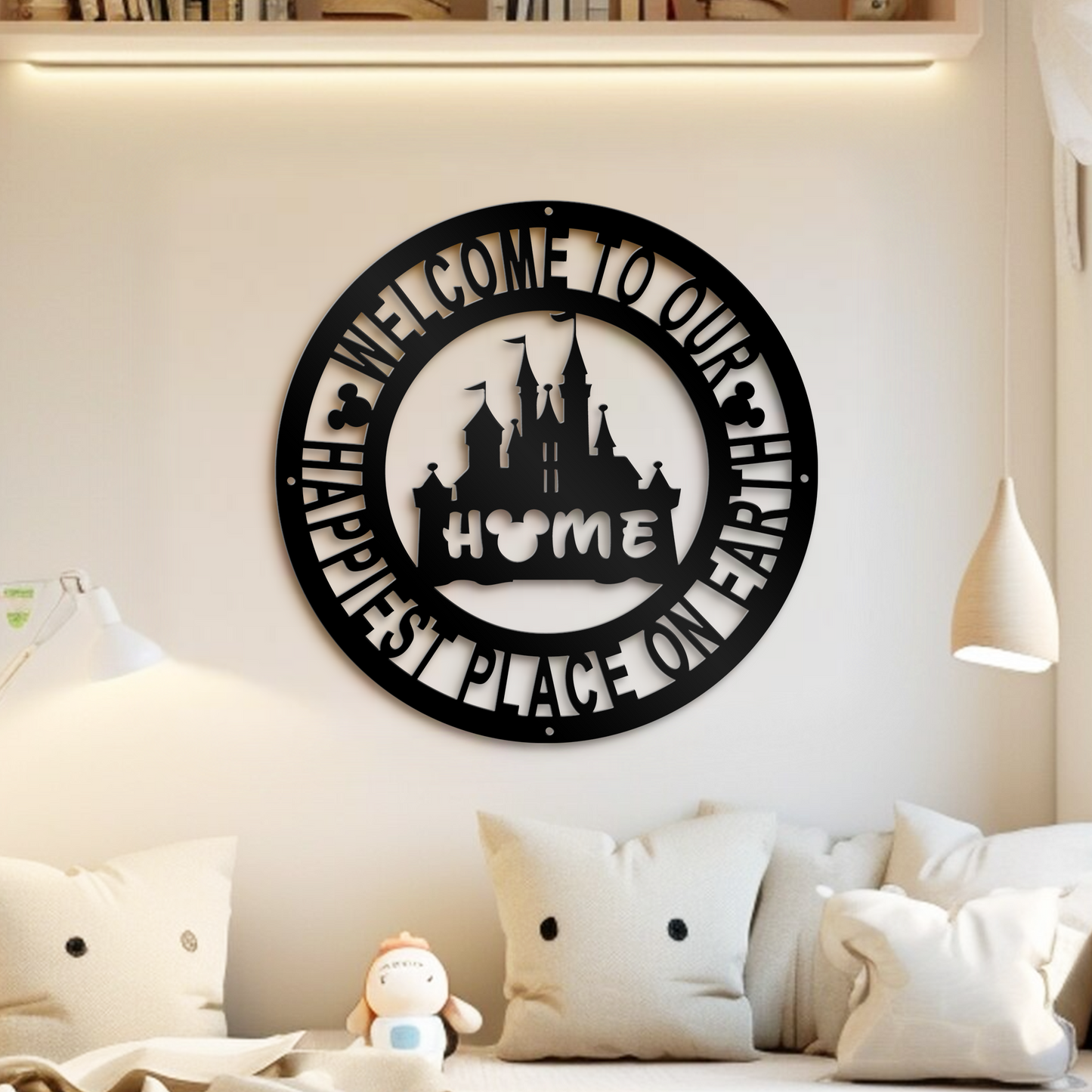 Disney Castle Welcome Metal Sign, Home and Wall Decor, Front Door Decor, Disney Quotes Metal Sign, Housewarming Gifts