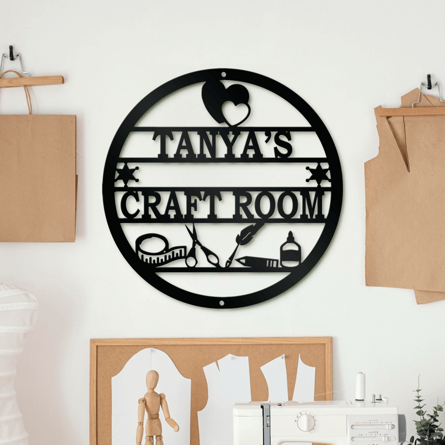 Personalized Craft Room Metal Sign, Sewing Craft Room Metal Sign