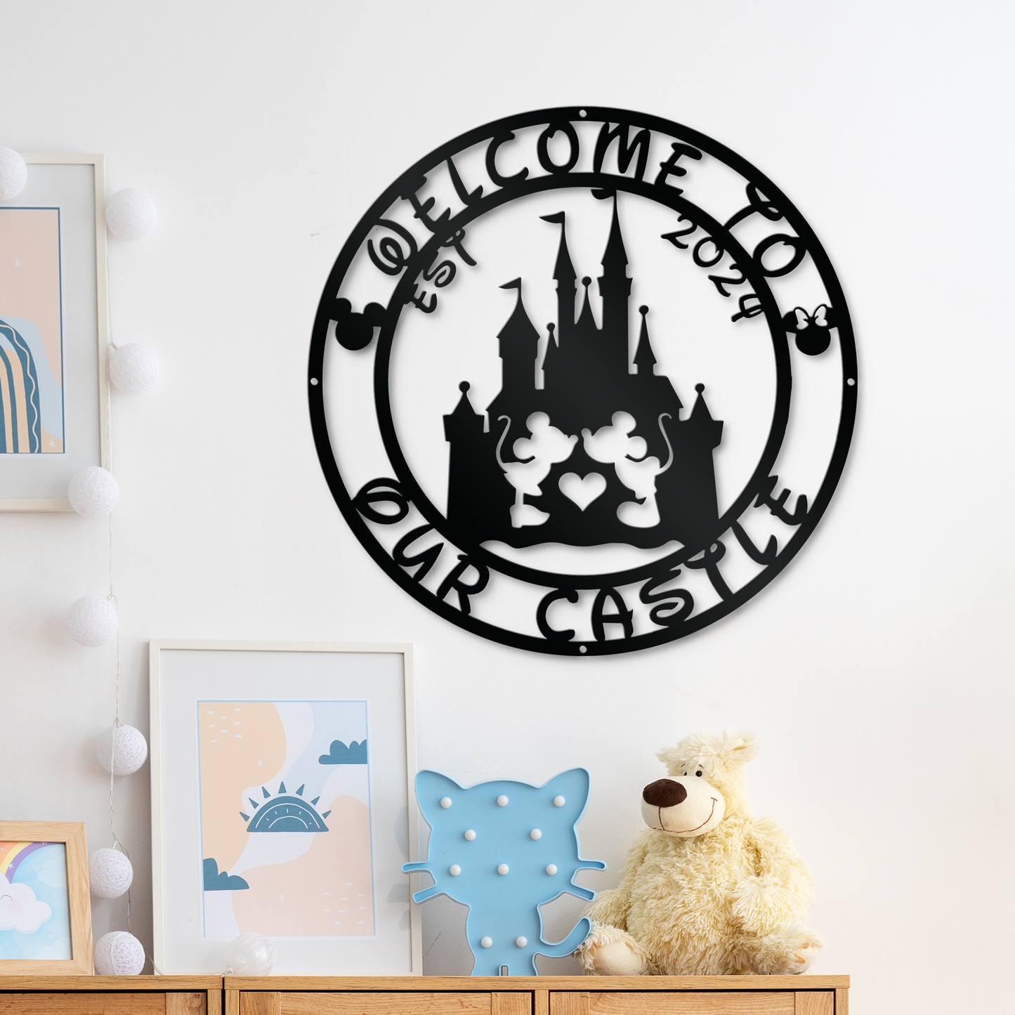 Welcome To Our Castle Metal Sign, Mickey And Minnie Metal Sign, Disney Couple Metal Sign, Home and Wall Decor, Front Porch Decor, Housewarming Gifts, Christmas Gifts