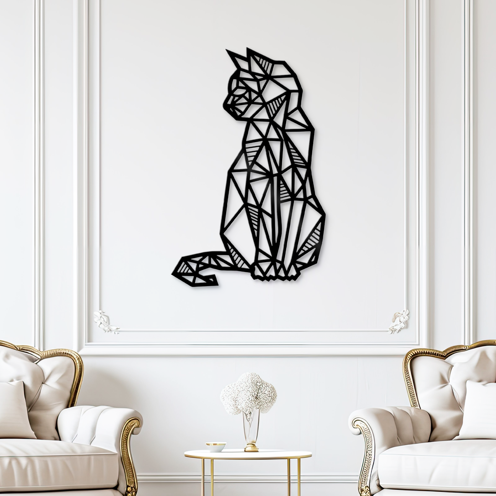 Cat Wall Hanging, Geometric Cat, Cat gift idea