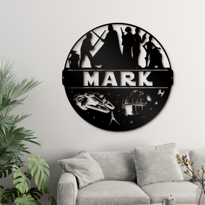 Personalized Name Star War Theme Metal Sign, Kids Room And Wall Decor