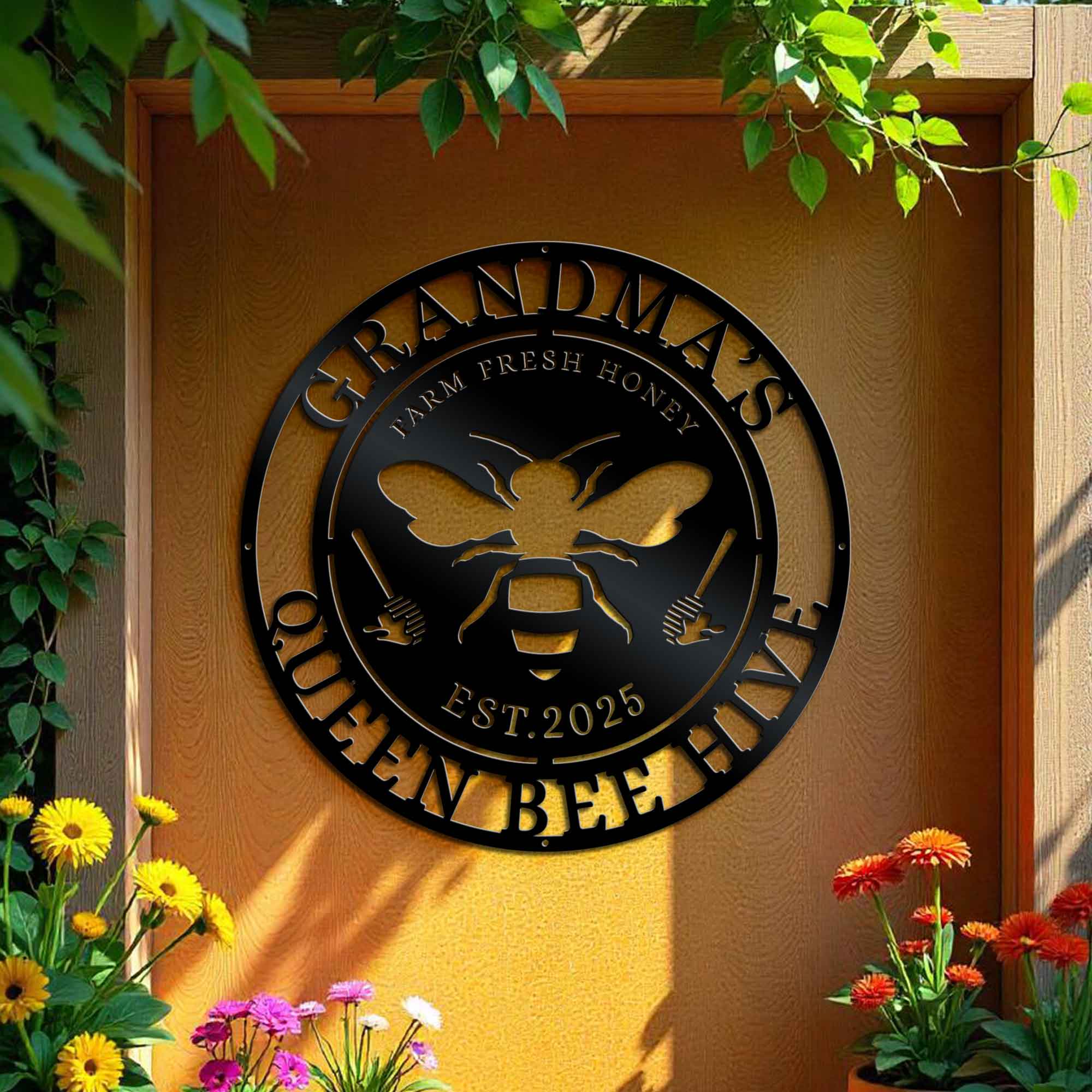 Bee Metal Sign-Farm Kitchen Wall Art-Bee Welcome Yard Sign-Honey Bee Farm