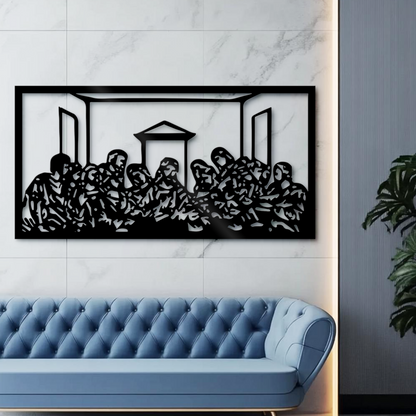 Last Supper Metal Wall Art, Leonardo Da Vinci Metal Wall Decor, Jesus Abstract Line Art