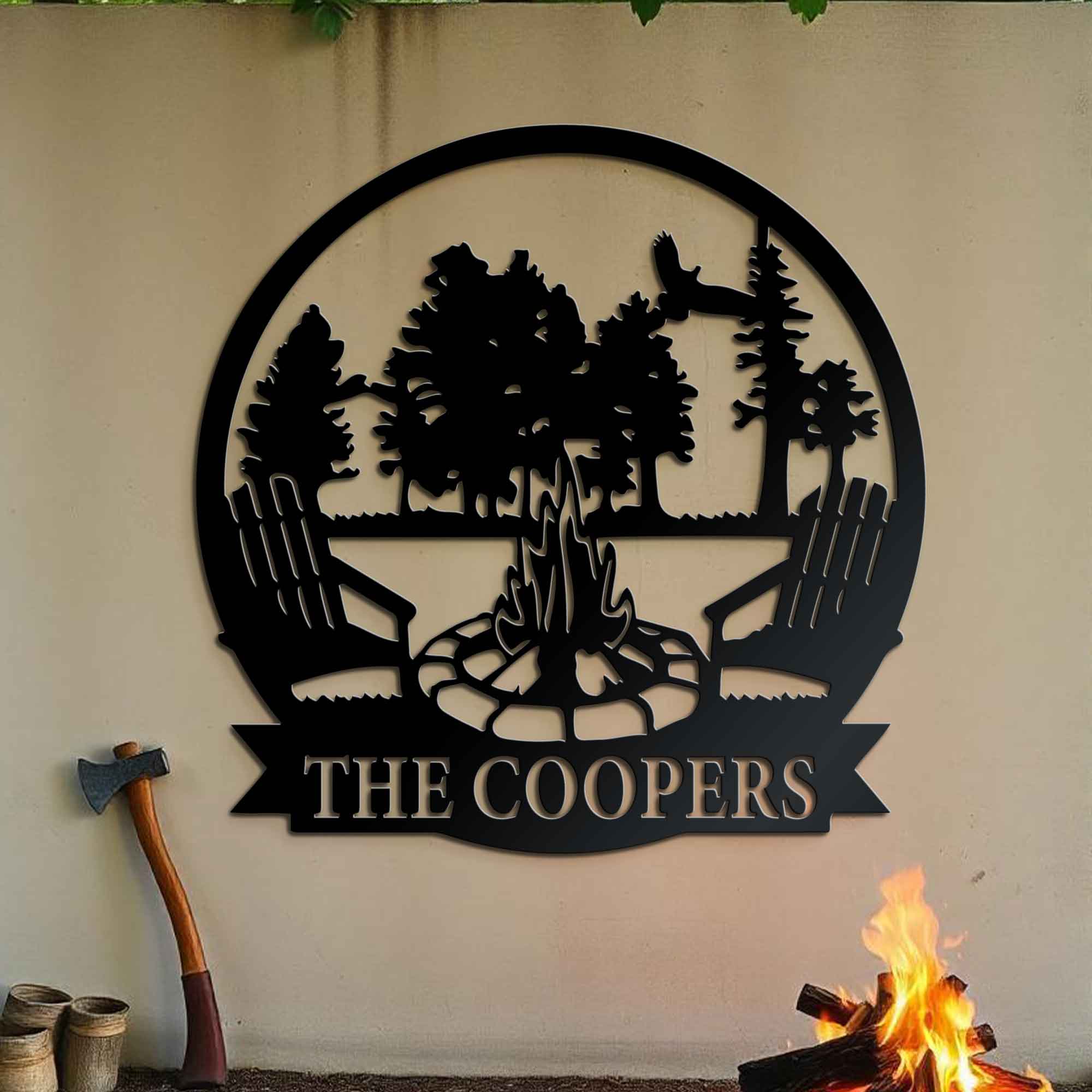 Custom Campfire Sign - Metal Outdoor Sign - Metal Camping Sign