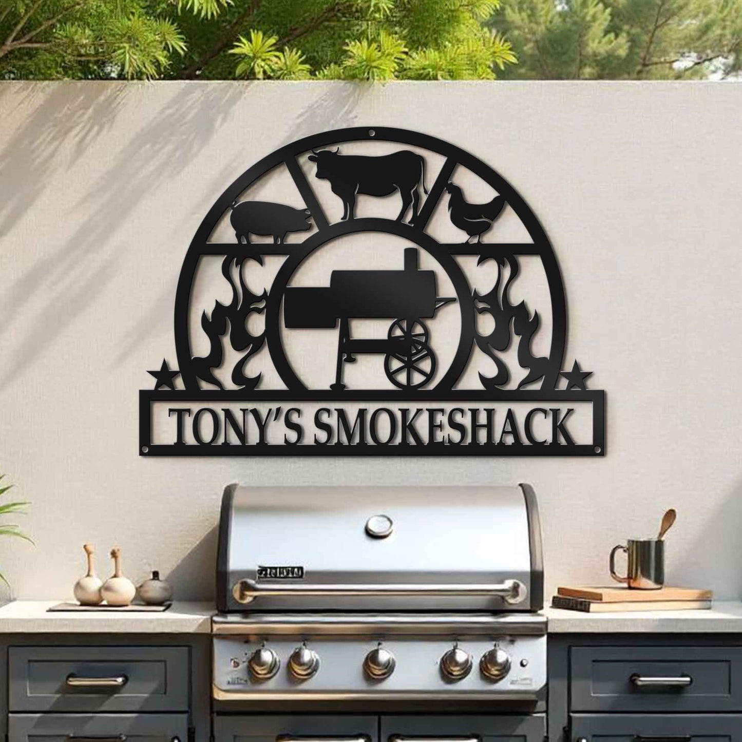 BBQ Metal Sign - Smokehouse Metal Sign - Barbecue Wall Art