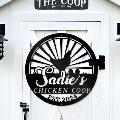 Custom Chicken Coop Metal Sign,Hen House Sign,Chick Farmhouse Sign,Personalized Chicken Farm Sign,Hen Coop Decor,Poultry Farm Coop Wall Art