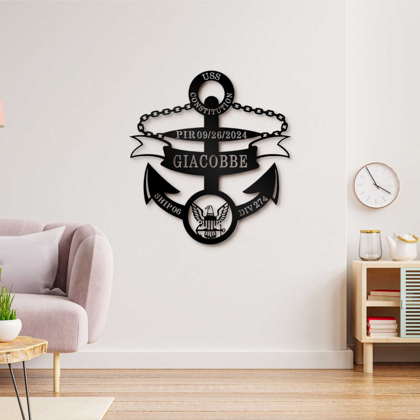 Custom Marine Metal Gifts, Personalized Anchor Metal Sign, Navy Officer Home Deco