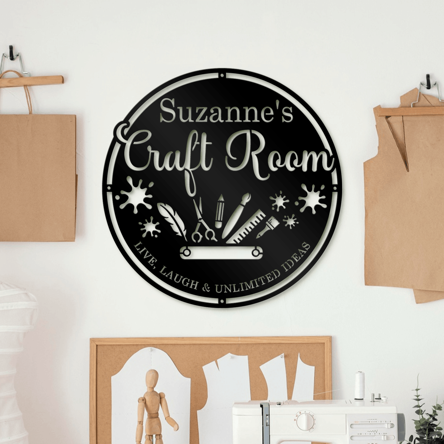 Customized Craft Room Metal Sign, Sewing Craft Room Sign