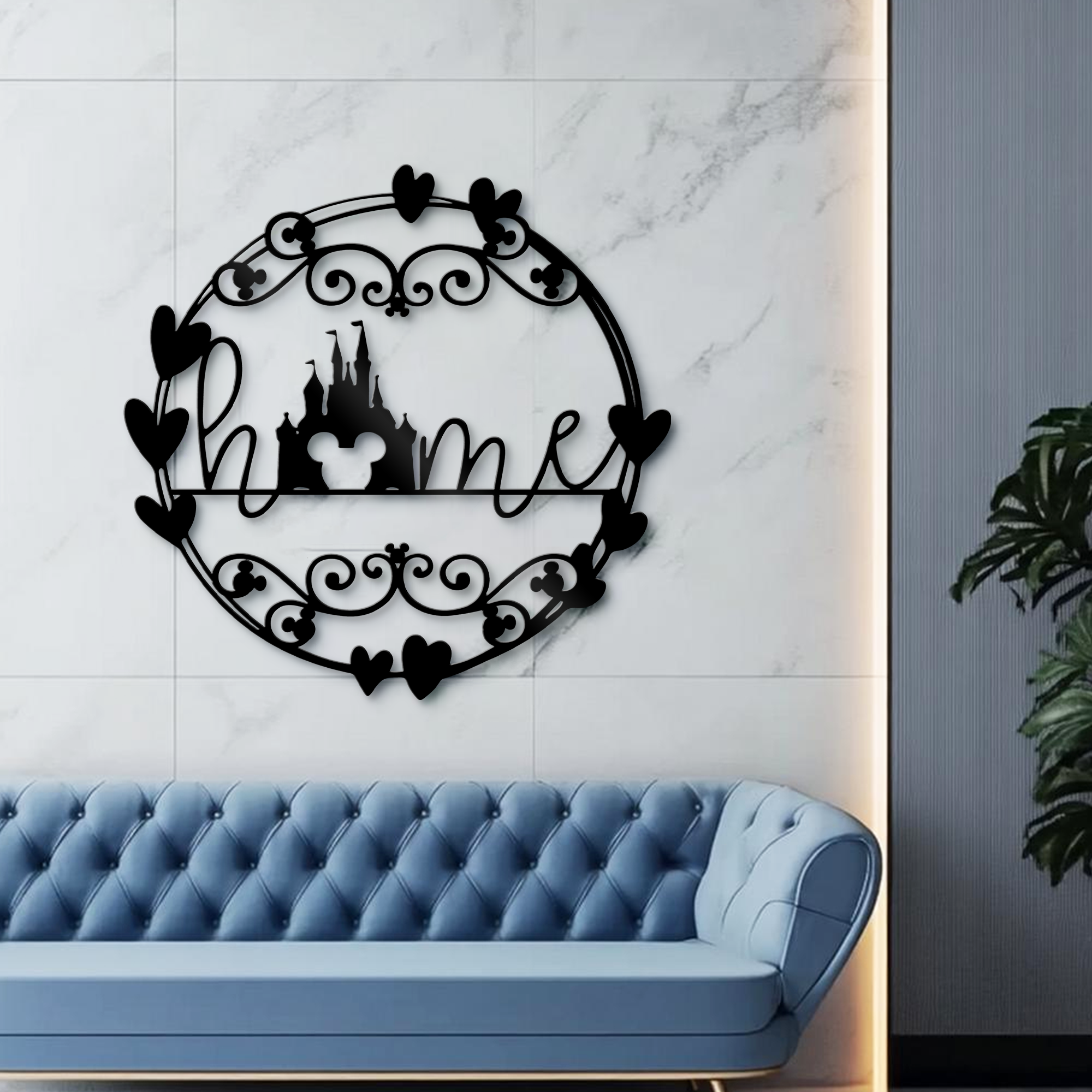 Welcome Home Metal Wall Art, Disney Home Decor, Mickey Castle Sign