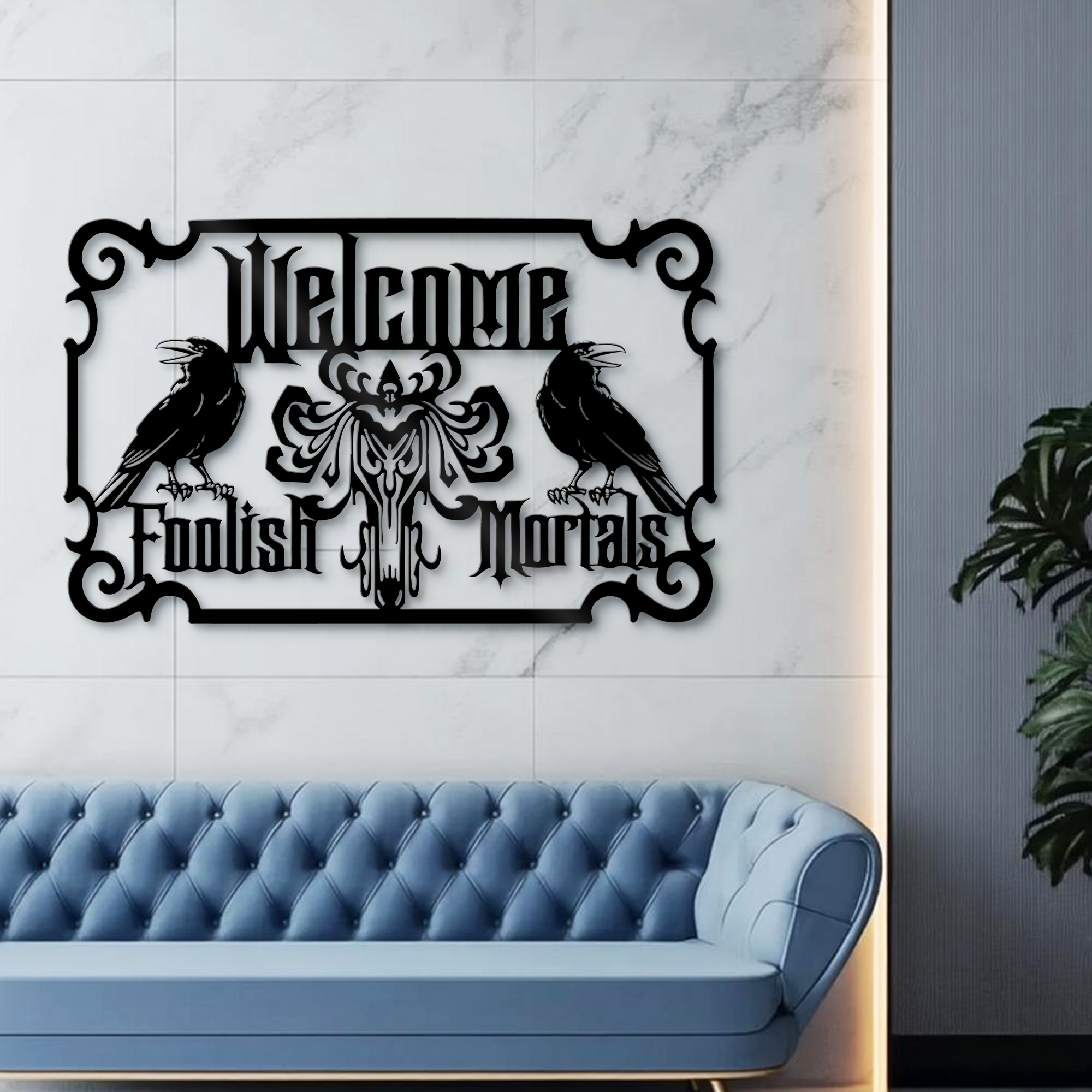 Welcome Foolish Mortals Metal Wall Art, Haunted Mansion Ghosts Entrance Decor