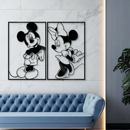 Mickey & Minnie Couple Metal Wall Art, Nursery Wall Art, Disney Wall Line Art