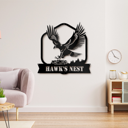 Personalized Eagle's Nest Metal Name Sign, Family Last Name Metal Sign