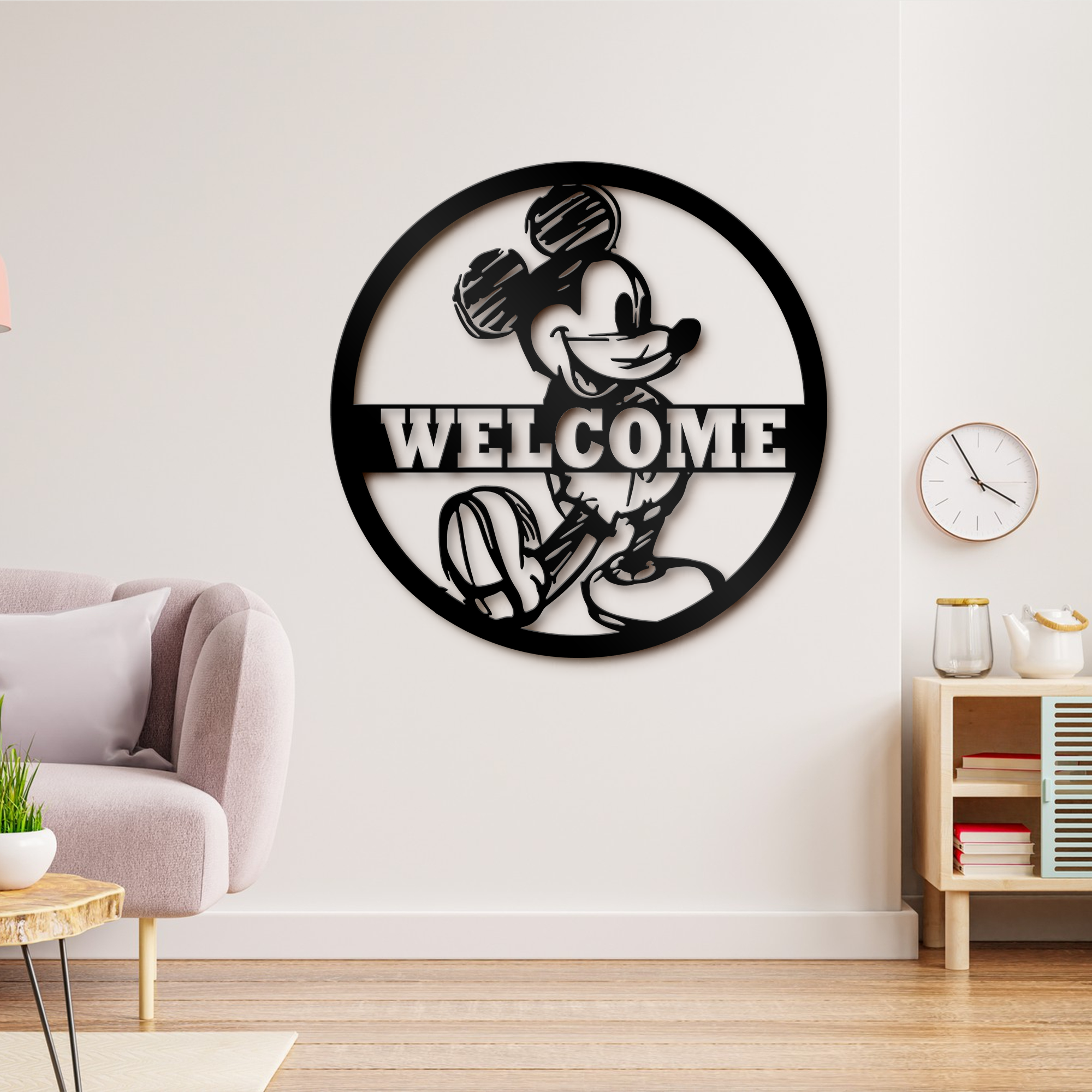 Mickey Welcome Metal Sign, Home and Wall Decor, Kids Sign, Front Door Decor, Disney Metal Sign