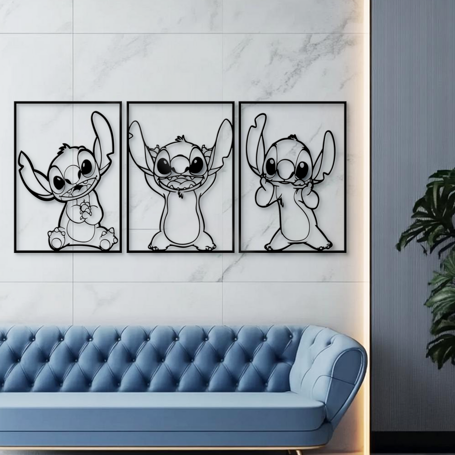 Cute Expressions Stitch Metal Wall Art, Nursery Wall Art, Gifts For Kids