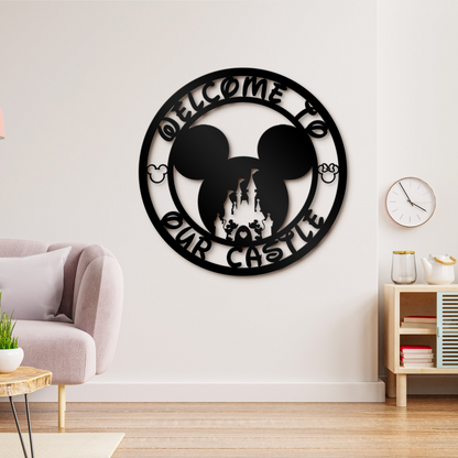 Welcome to Our Castle Round Metal Sign