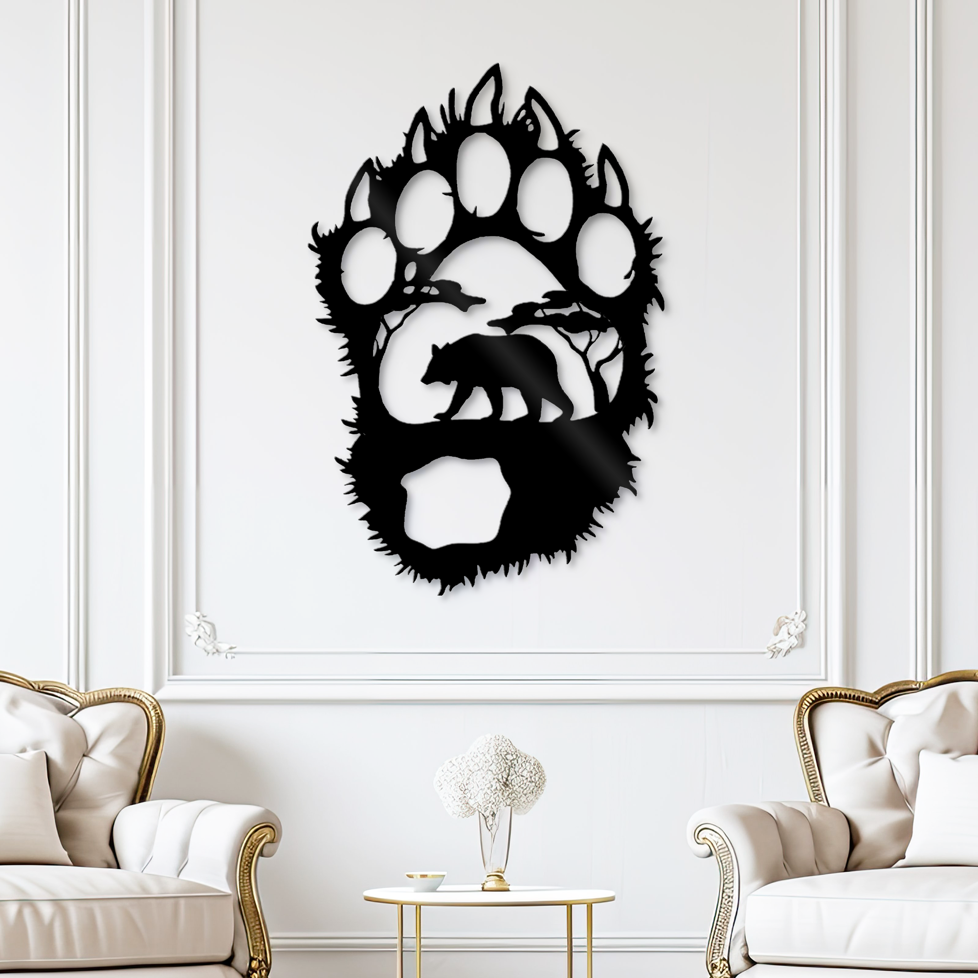 Bear Paw Metal Laser Cut - Forest Wall Decor