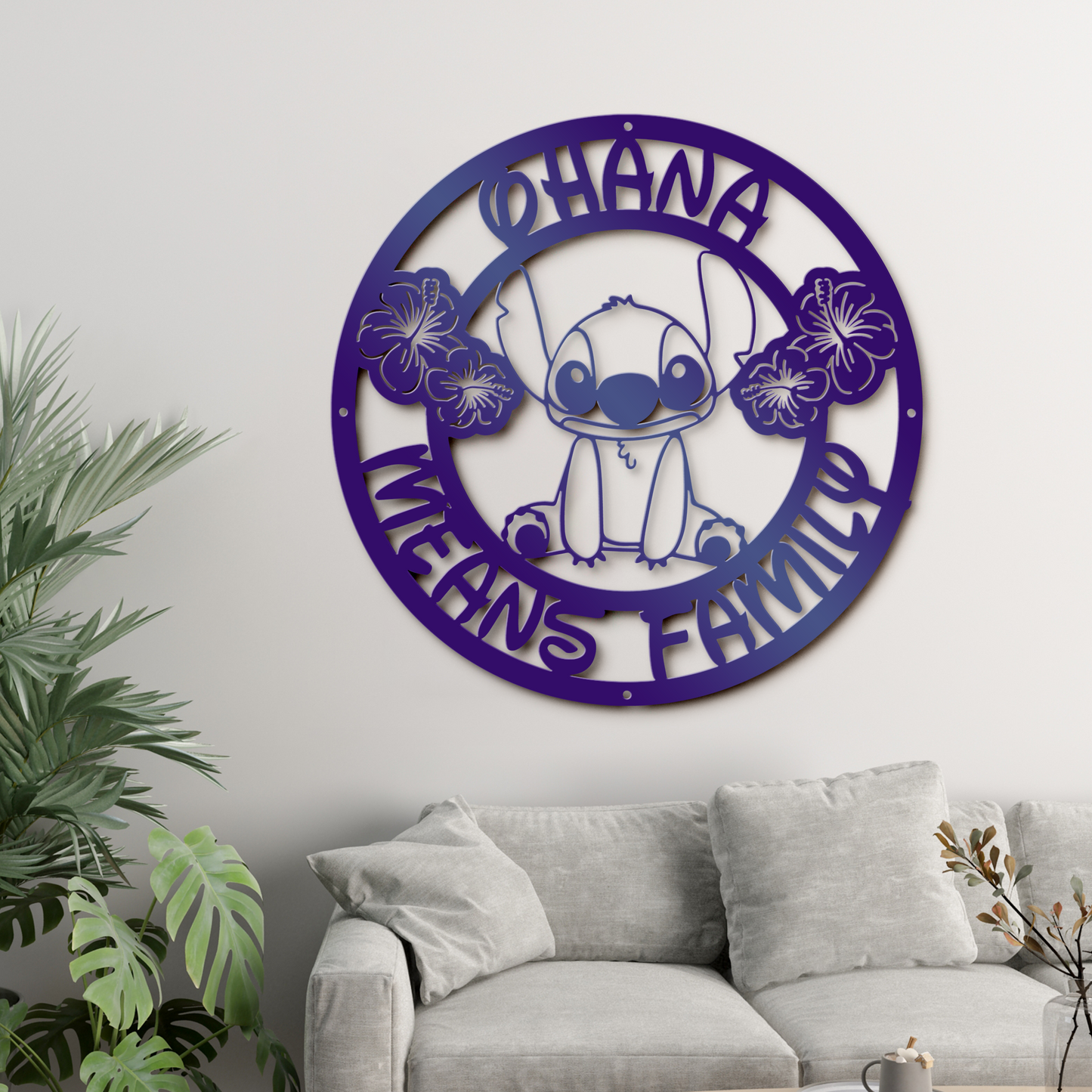 Cute Stitch Ohana Means Family Metal Sign, Stitch Home Entry Sign, Winter Festive Home Metal Decor, Christmas Decoration Metal Sign, Home And Wall Decor, Christmas Gifts