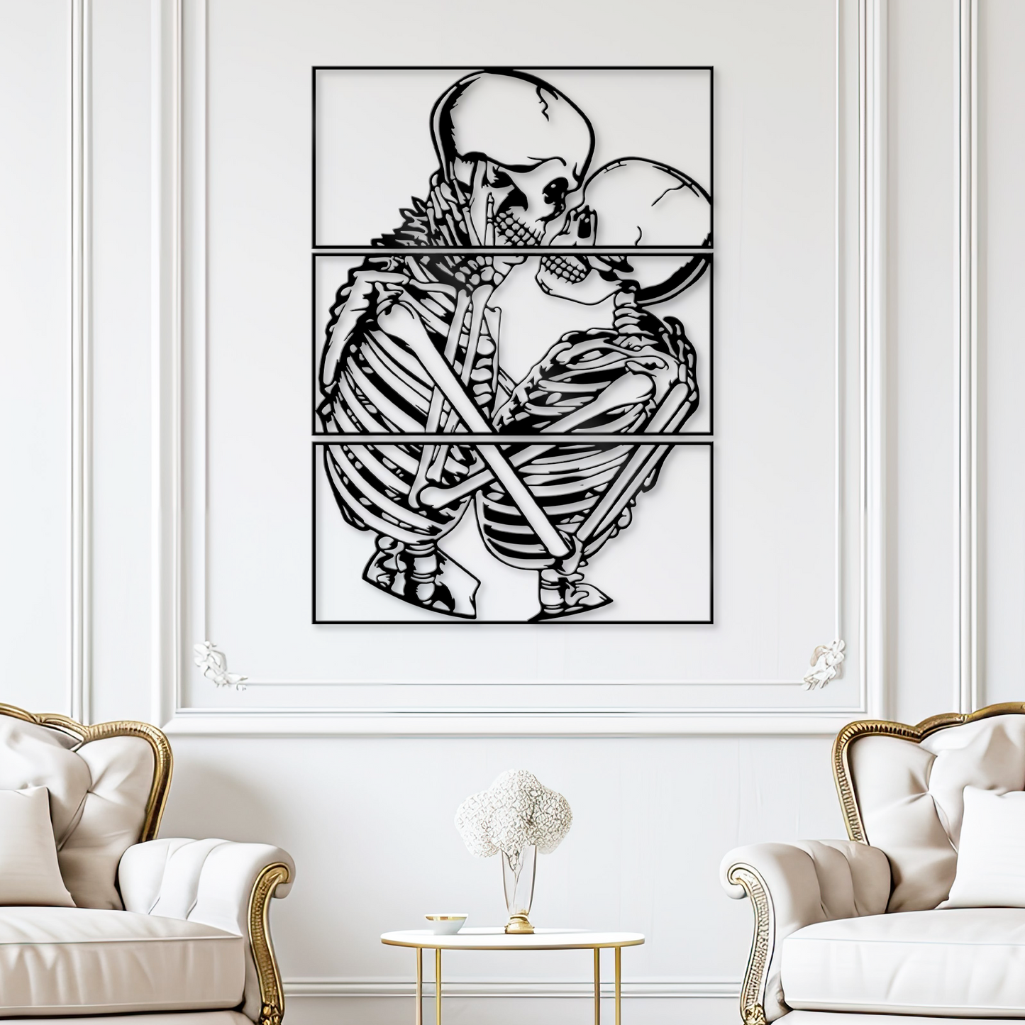 Couple Skeleton Metal Wall Art - Skeleton Lovers Wall Decor