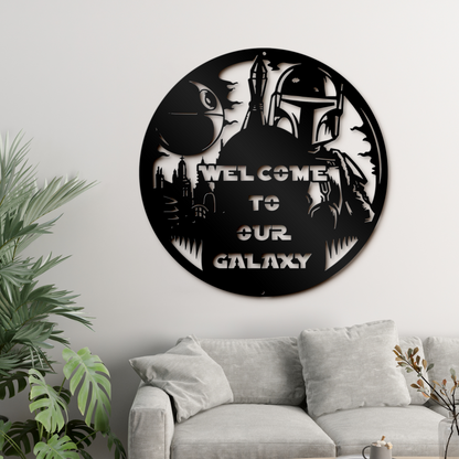 Welcome To Our Galaxy Metal Sign, Mandalorian Metal Sign, Star War Quote Metal Sign, Home And Wall Decor, Front Door Decor, Winter Decor, Housewarming Gifts, Christmas Gifts