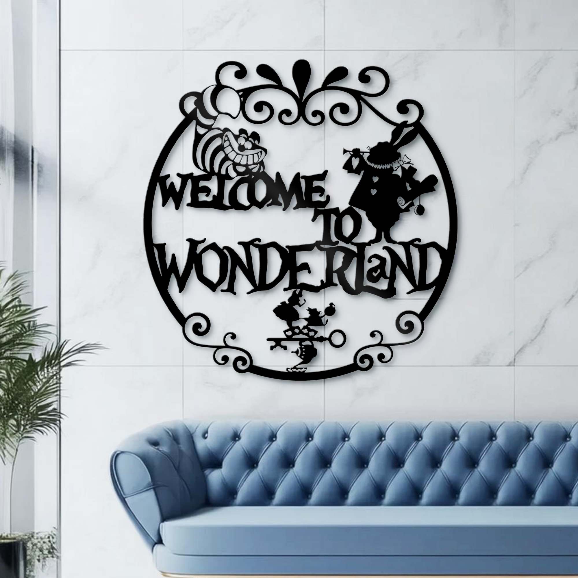 Welcome to Wonderland Metal Wall Art, Mad Hatter Tea Party Decor