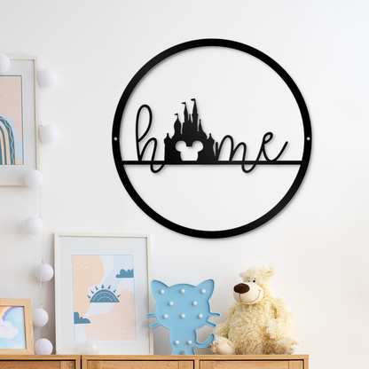 Home Metal Sign, Mickey And Castle Metal Sign, Disney Metal Sign, Home And Wall Decor, Kids Room Decor, Housewarming Gifts, Christmas Gifts