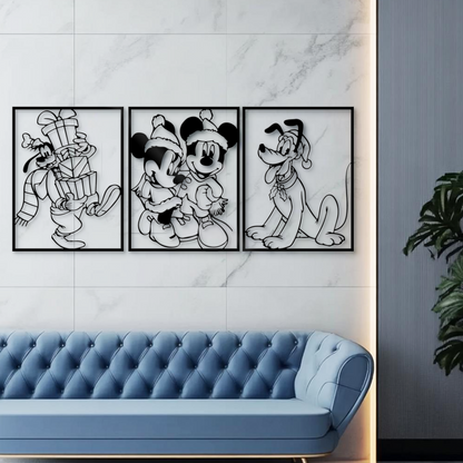 Mickey & Pluto Metal Wall Art, Nursery Wall Art, Disney Wall Line Art