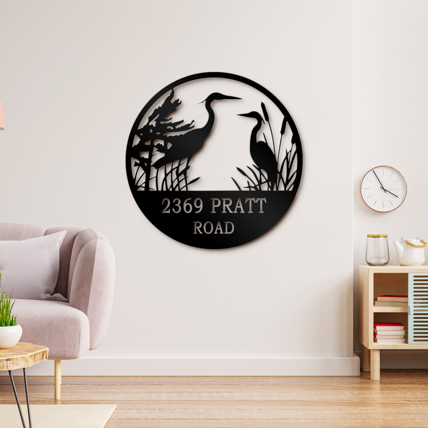 Personalized Herons Metal Sign, Heron Wall Art, Bird Lover Gift, Heron Address Metal Sign