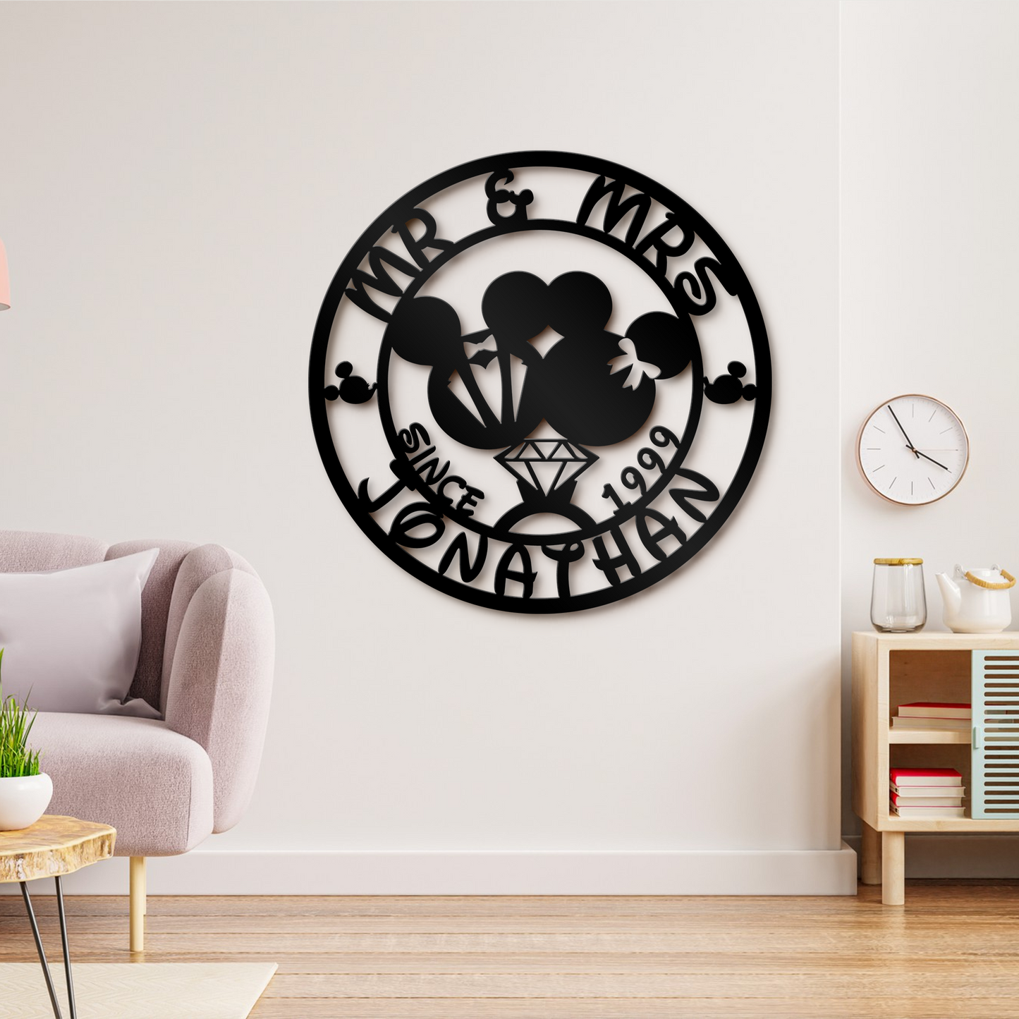 Customized Name Disney Metal Sign, Mr and Mrs Couple Wall Decor, Mickey And Minnie Sign