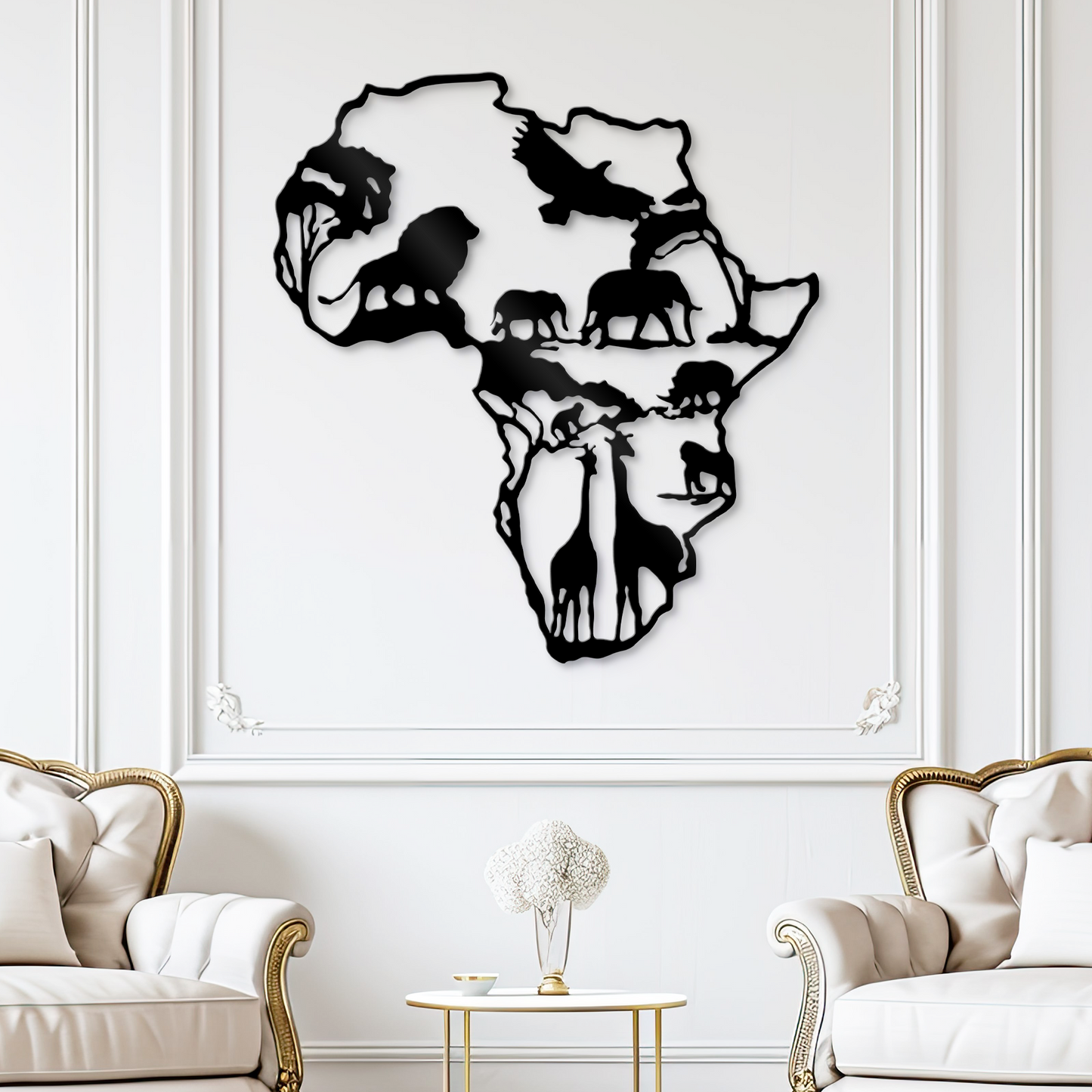 Africa Metal Wall Art Decor - Animals Black Wall Art