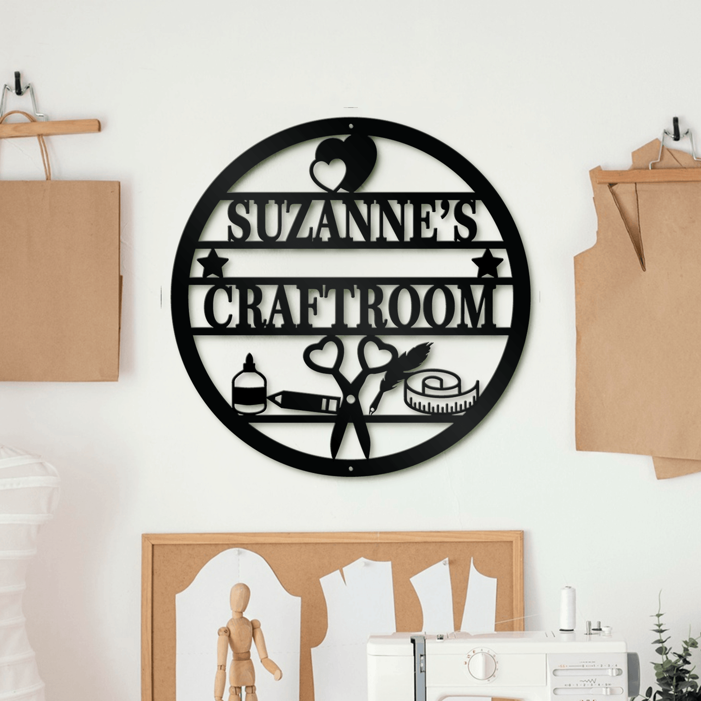 Customized Name Sewing Craft Room Metal Sign