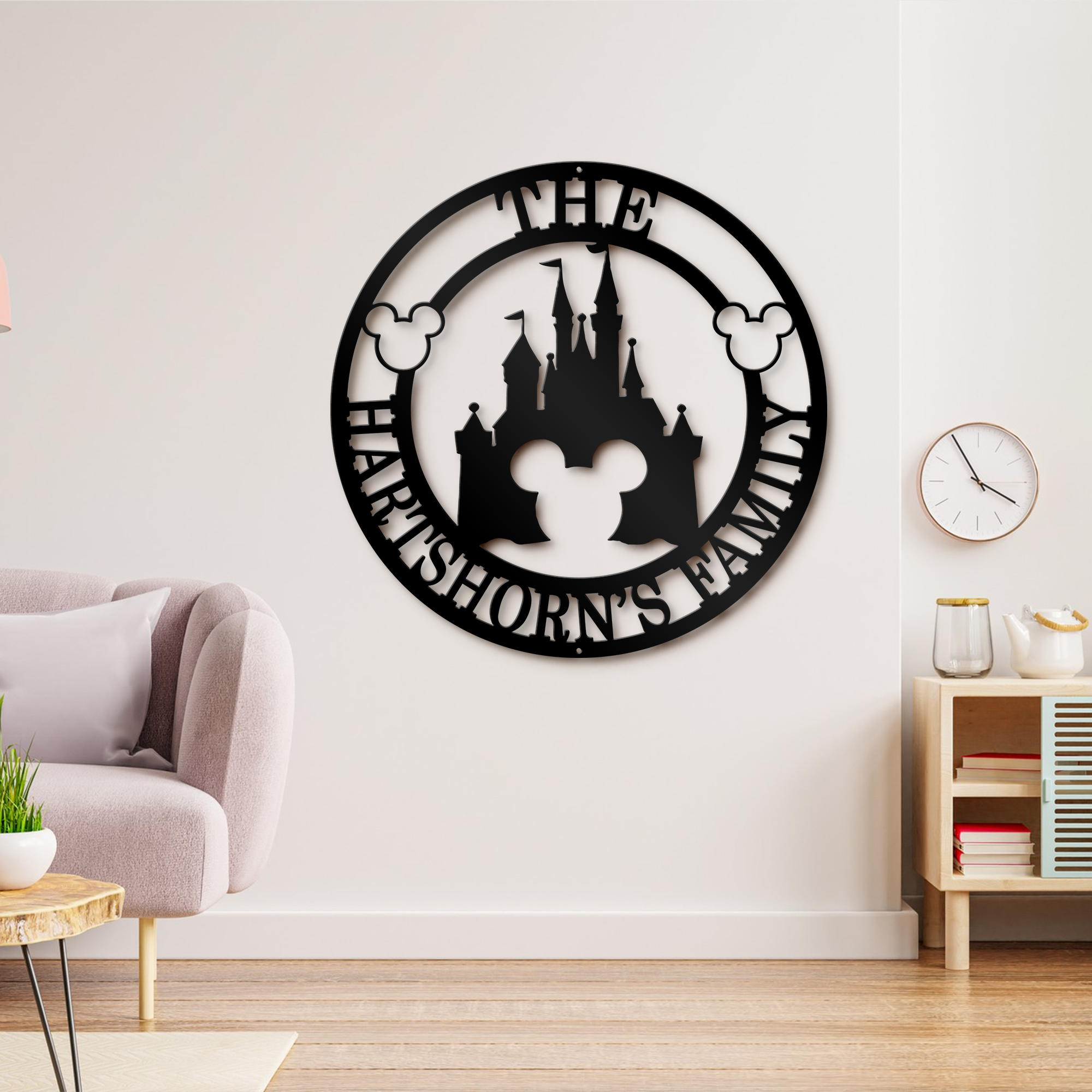 Personalized Mickey Castle Family Name Metal Sign, Disney Theme Wall Decor