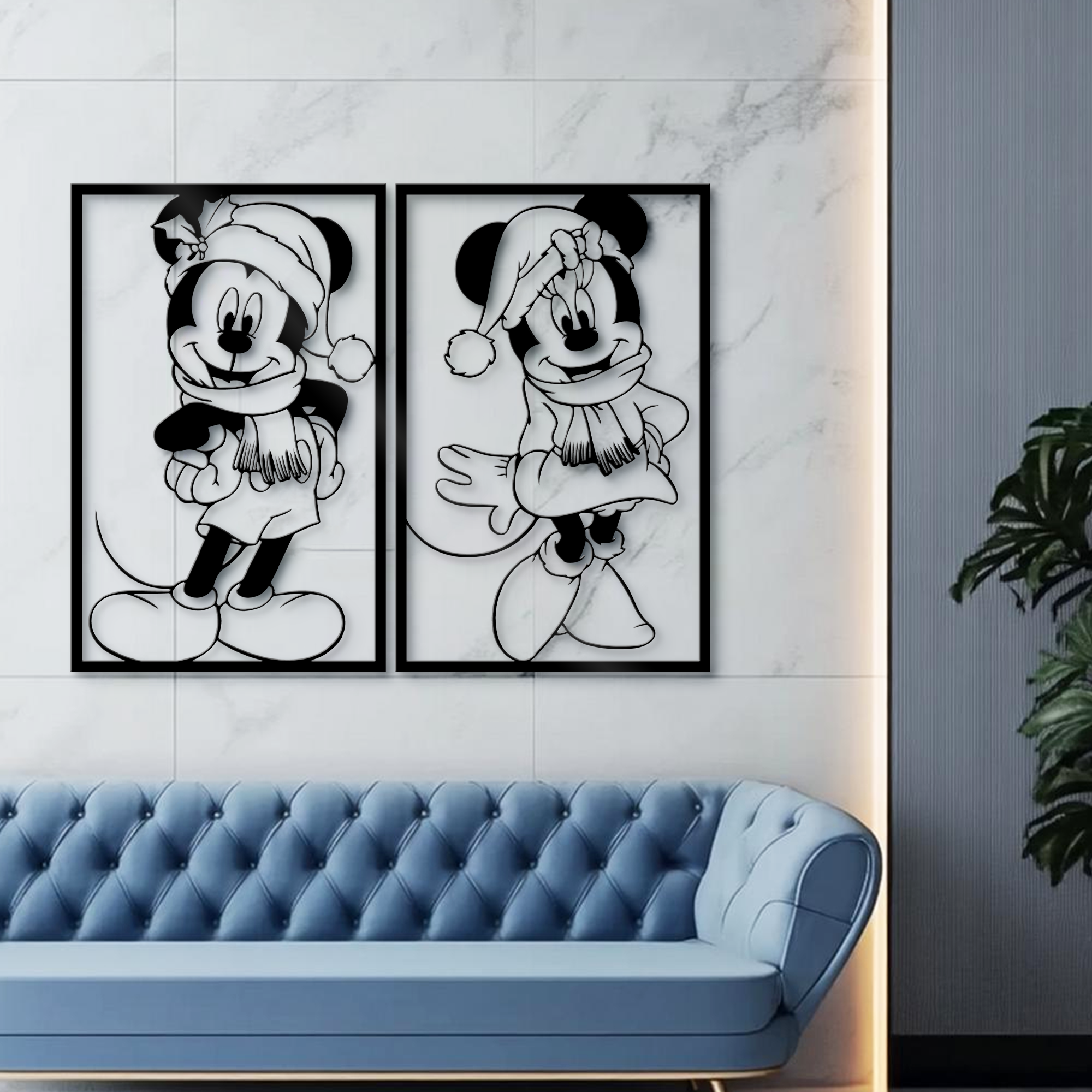 Mickey & Minnie Couple Metal Wall Art, Nursery Wall Art, Christmas Wall Decor