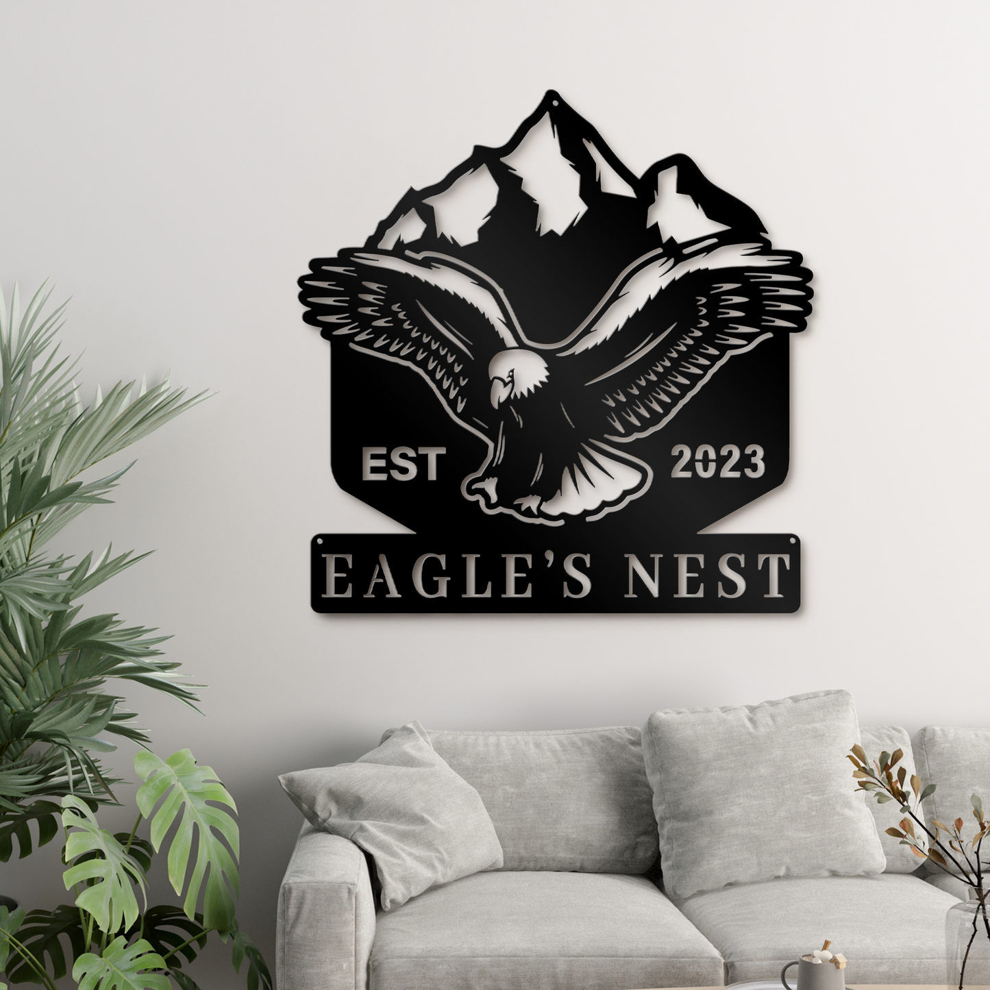 Personalized Eagle's Nest Metal Sign, Monogram Metal Sign, Metal Sign Wall Art Decor, American Eagle Wall Decor, Home Wall And Front Door Decor, Indoor And Outdoor Decor, Winter Decor, Housewarming Gifts, Christmas Gifts