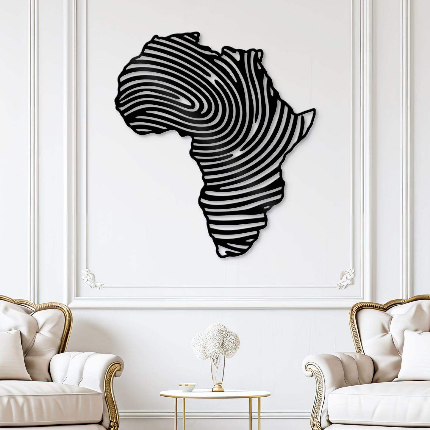 Africa Metal Wall Art - Fingerprint Metal Wall Map