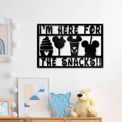 I'm Here For The Snacks Metal Sign, Disneyland Metal Sign, Funny Quote Metal Sign, Kitchen Decor, Dining Room Decor, Gift For Chef, Christmas Gifts