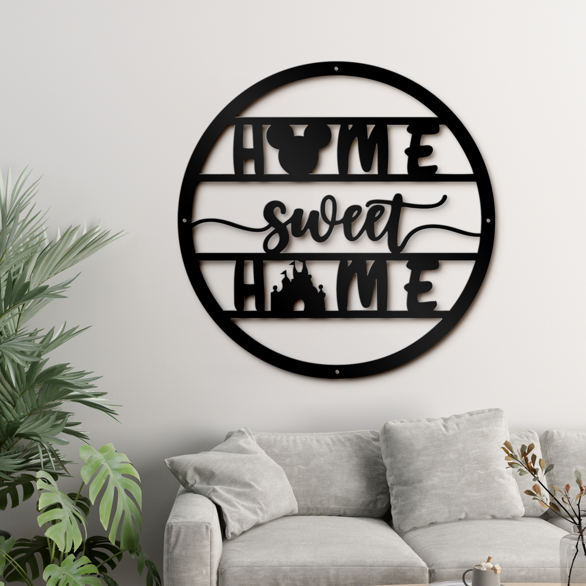 Home Sweet Home Metal Sign, Disney Metal Sign, Mickey Face And Castle Sign, Home And Wall Decor, Christmas Gifts, Housewarming Gifts