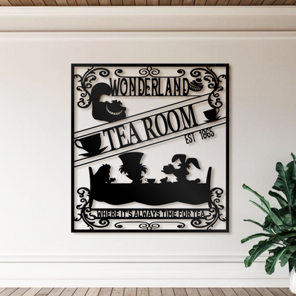 Wonderland Tea Room Metal Wall Art, Mad Hatter Tea Party Decor