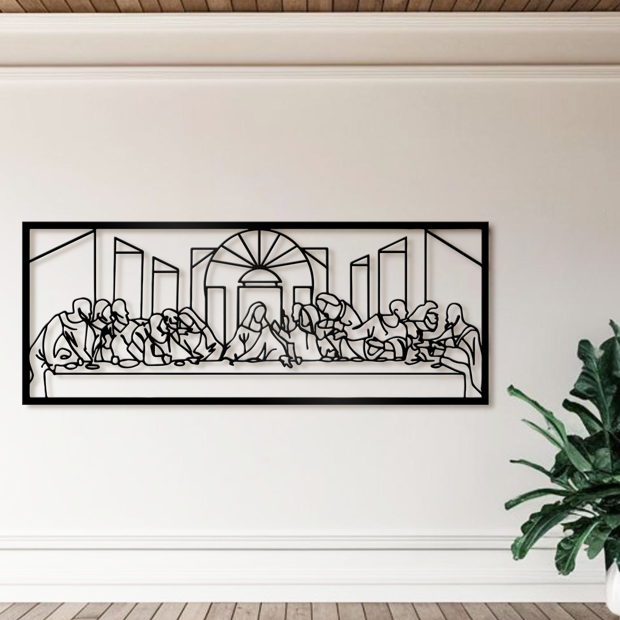 Last Supper Metal Wall Art, Jesus Abstract Line Art, Leonardo Da Vinci Metal Wall Decor