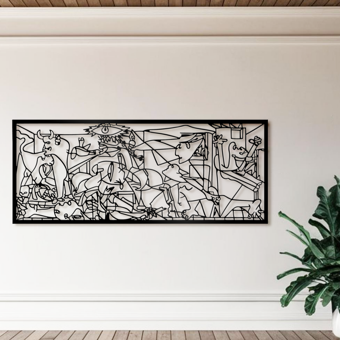 Guernica Metal Wall Art, Pablo Picasso Minimal Line Art, Living Room Decor