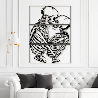 Couple Skeleton Metal Wall Art - Skeleton Lovers Wall Decor