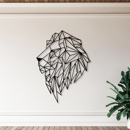 Modern Geometric Lion Side Head Wall Art, Home Decor, Animal Metal Decor