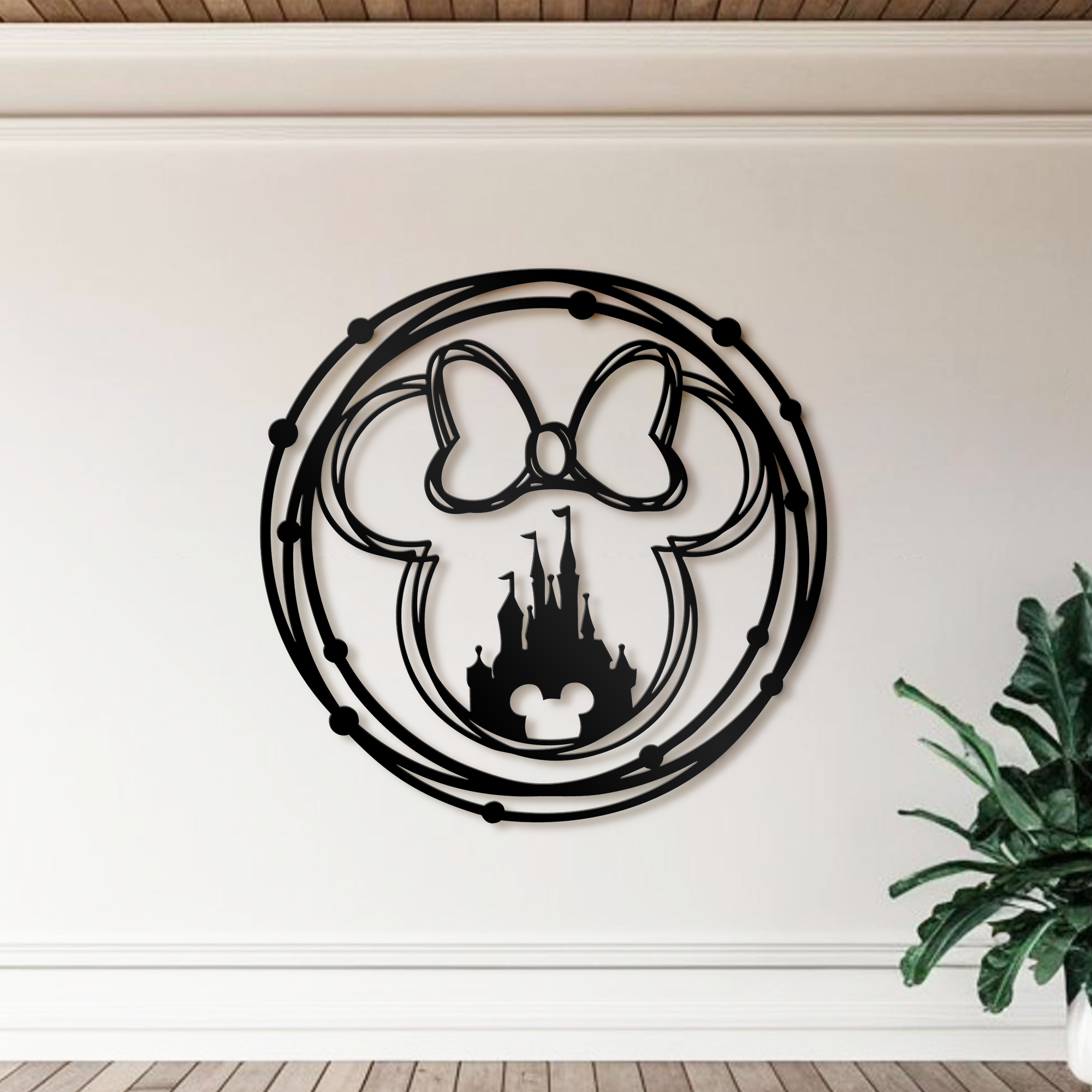 Mickey And Minnie Castle Metal Wall Art, Disney Theme Home Decor