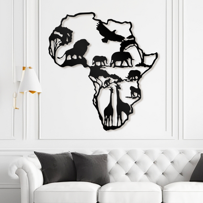 Africa Metal Wall Art Decor - Animals Black Wall Art