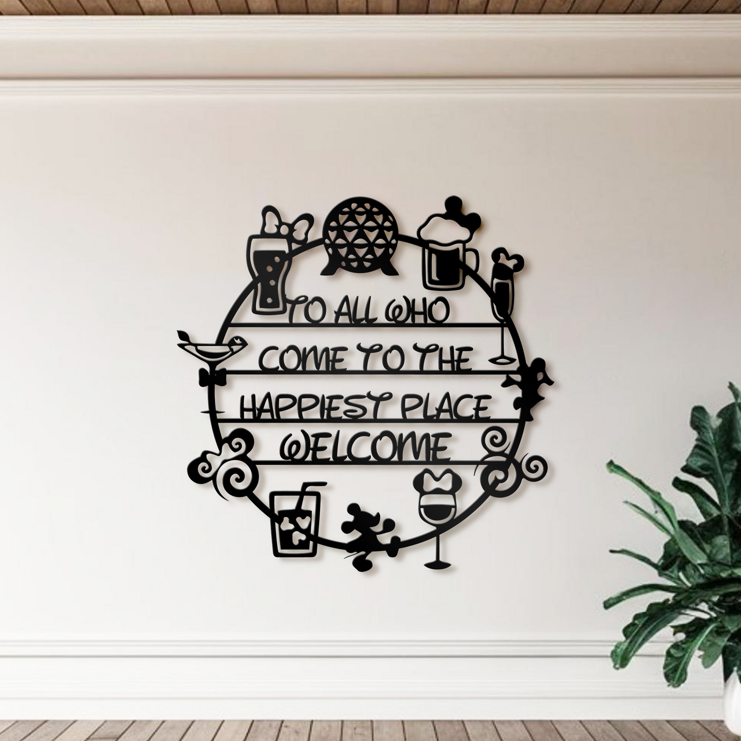 To All Who Come To The Happiest Place Welcome Metal Wall Art, Disney Home Decor