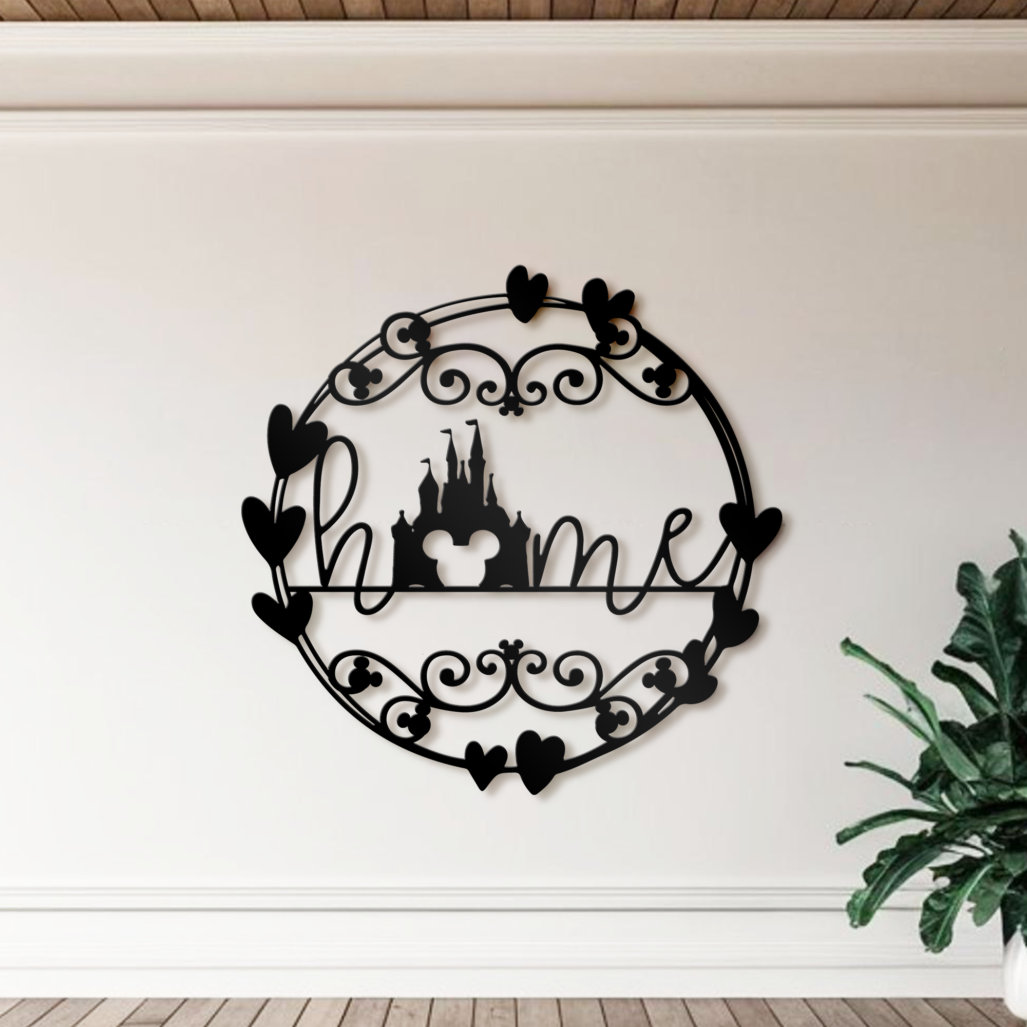 Welcome Home Metal Wall Art, Disney Home Decor, Mickey Castle Sign