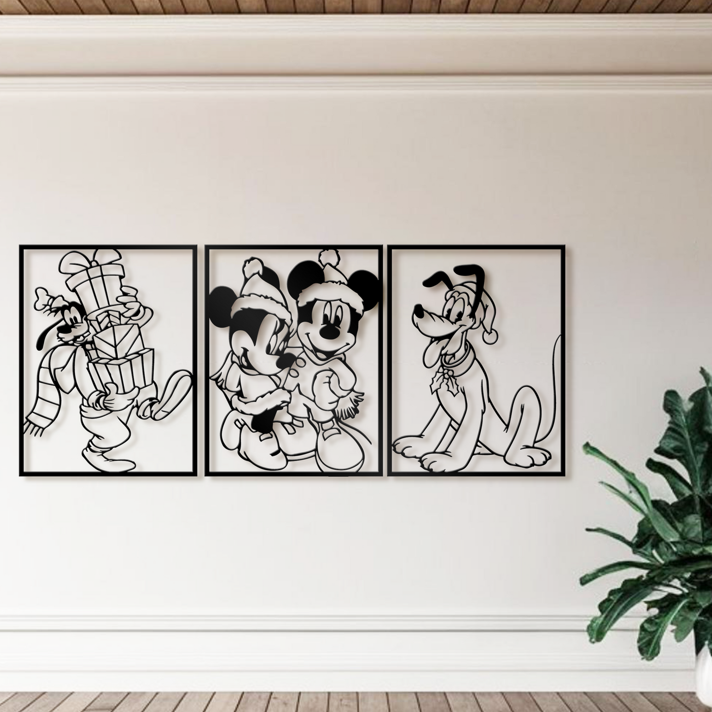 Mickey & Pluto Metal Wall Art, Nursery Wall Art, Disney Wall Line Art