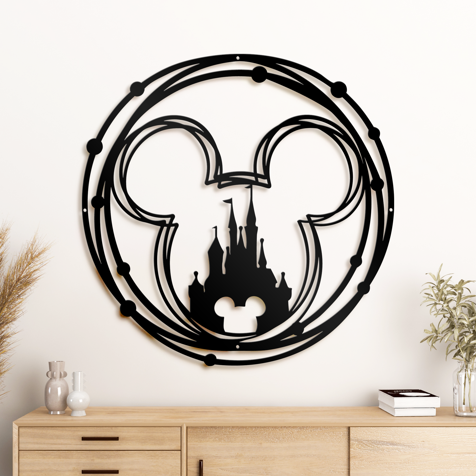 Mickey Mouse Face Line Art Metal Sign, Disney Room Decor, Disney Castle Wall Art, Home And Wall Decor, Christmas Deocr, Housewarming Gifts